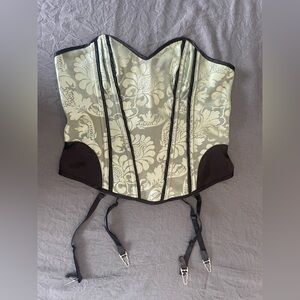 Shirley of Hollywood Black and Green Floral Corset